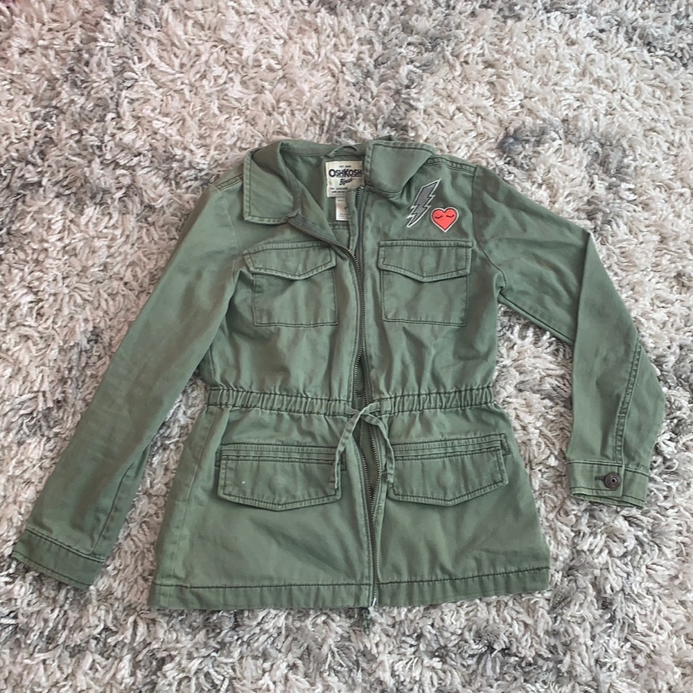 Girls olive green military coat.